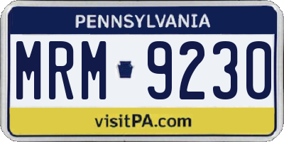 PA license plate MRM9230