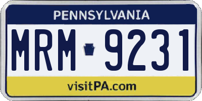 PA license plate MRM9231