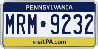 PA license plate MRM9232