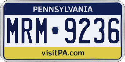 PA license plate MRM9236