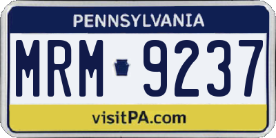 PA license plate MRM9237