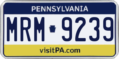 PA license plate MRM9239