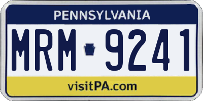 PA license plate MRM9241