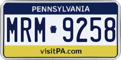 PA license plate MRM9258