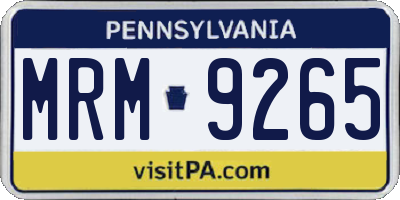 PA license plate MRM9265