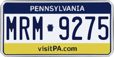 PA license plate MRM9275