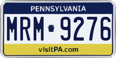 PA license plate MRM9276