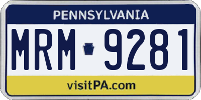 PA license plate MRM9281