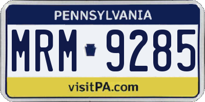 PA license plate MRM9285