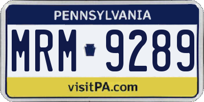 PA license plate MRM9289