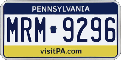 PA license plate MRM9296