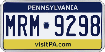 PA license plate MRM9298