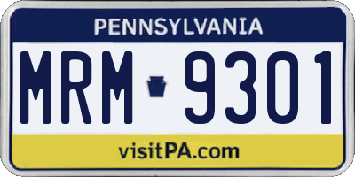 PA license plate MRM9301
