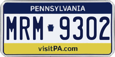 PA license plate MRM9302