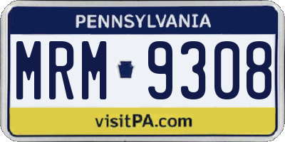 PA license plate MRM9308