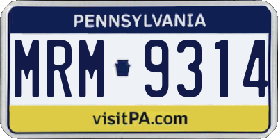 PA license plate MRM9314