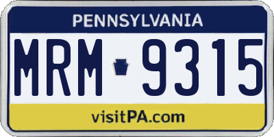 PA license plate MRM9315