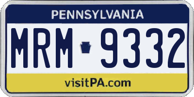 PA license plate MRM9332