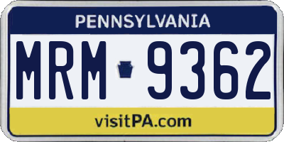 PA license plate MRM9362