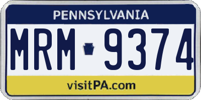 PA license plate MRM9374