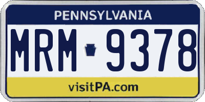 PA license plate MRM9378