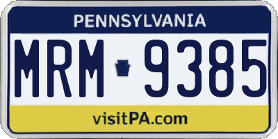 PA license plate MRM9385
