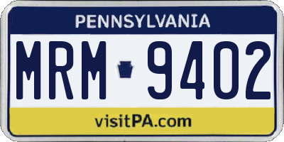 PA license plate MRM9402