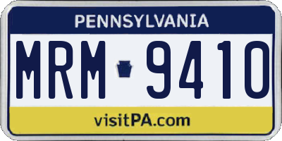 PA license plate MRM9410