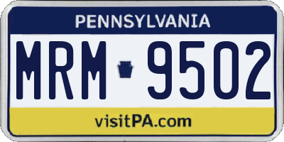 PA license plate MRM9502