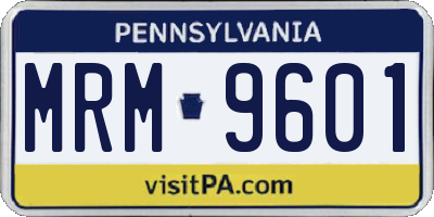 PA license plate MRM9601