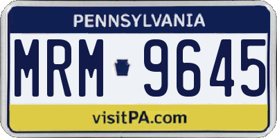 PA license plate MRM9645