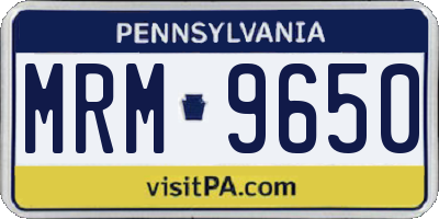 PA license plate MRM9650