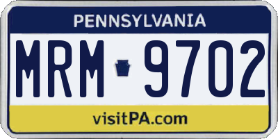 PA license plate MRM9702