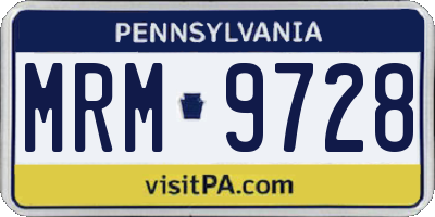 PA license plate MRM9728