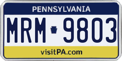PA license plate MRM9803