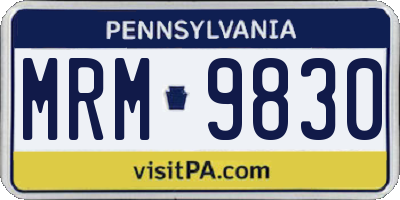PA license plate MRM9830