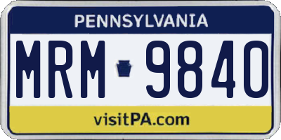 PA license plate MRM9840