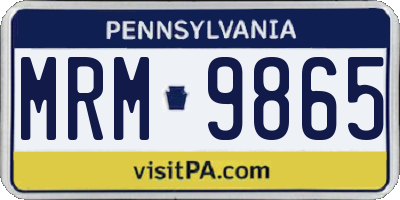PA license plate MRM9865