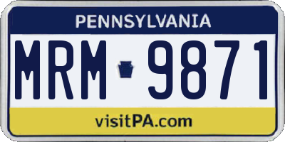 PA license plate MRM9871