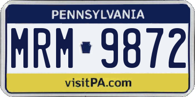 PA license plate MRM9872