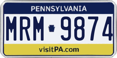 PA license plate MRM9874