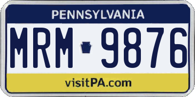 PA license plate MRM9876