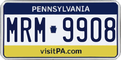 PA license plate MRM9908