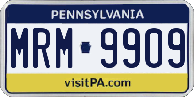 PA license plate MRM9909