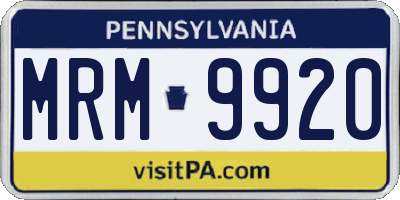 PA license plate MRM9920