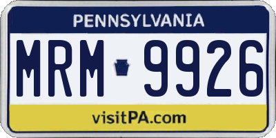 PA license plate MRM9926