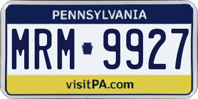 PA license plate MRM9927