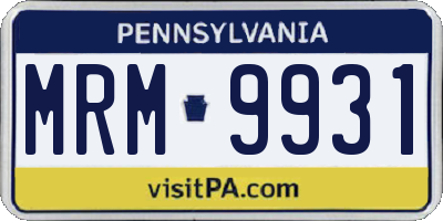 PA license plate MRM9931