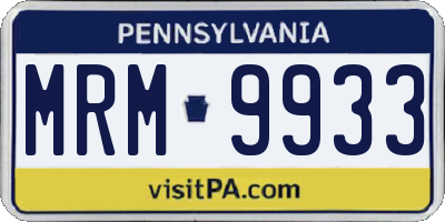 PA license plate MRM9933