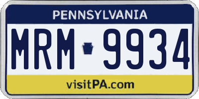 PA license plate MRM9934